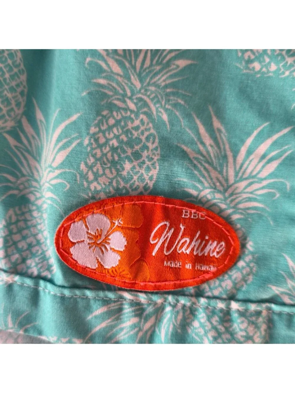 BBC Wahine Girls XL Shorts Pineapple Blue Pull On Beach Tropical Summer Hawaiian